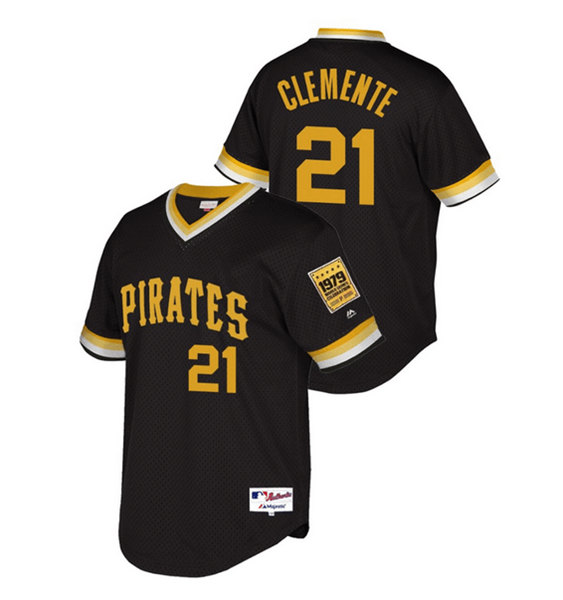 Pittsburgh Pirates #21 Roberto Clemente Black Stitched Jersey