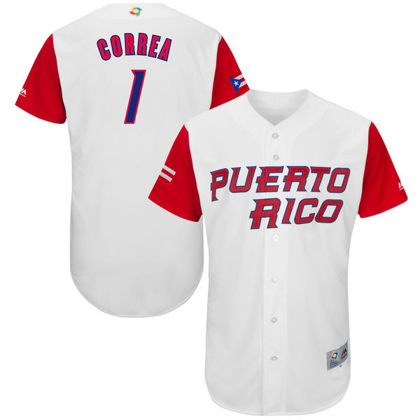 Puerto Rico Baseball #1 Carlos Correa White 2017 World Baseball Classic Stitched WBC Jersey