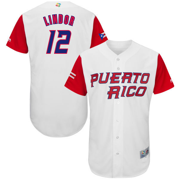 Puerto Rico Baseball #12 Francisco Lindor White 2017 World Baseball Classic Stitched WBC Jersey