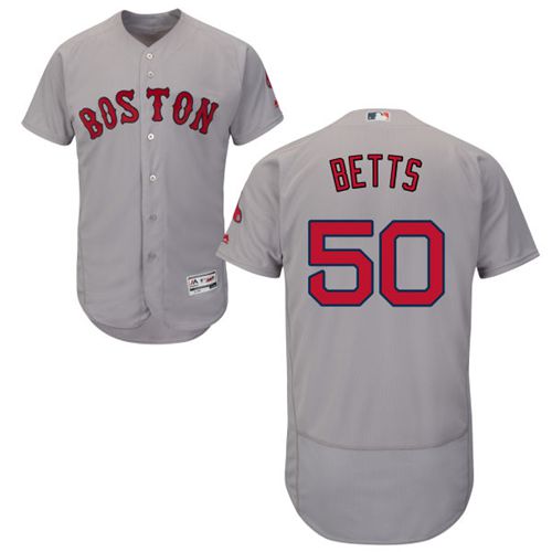 Red Sox #50 Mookie Betts Grey Flexbase Authentic Collection Stitched Jersey