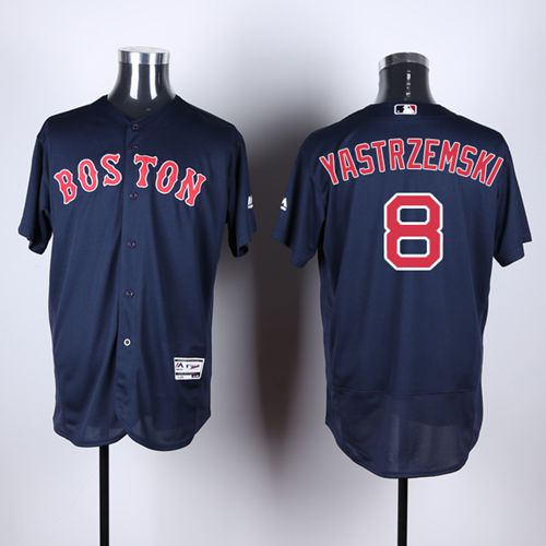 Red Sox #8 Carl Yastrzemski Navy Blue Flexbase Authentic Collection Stitched Jersey