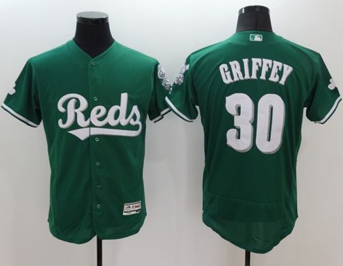 Reds #30 Ken Griffey Green Celtic Flexbase Authentic Collection Stitched Jersey