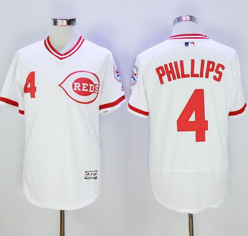 Reds #4 Brandon Phillips White Flexbase Authentic Collection Cooperstown Stitched Jersey