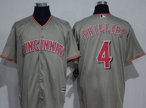 Reds #4 Brandon Phillips Grey New Cool Base Stitched Jersey