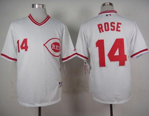 Reds #14 Pete Rose White 1990 Turn Back The Clock Stitched Jersey