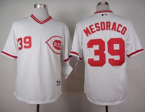 Reds #39 Devin Mesoraco White 1990 Turn Back The Clock Stitched Jersey