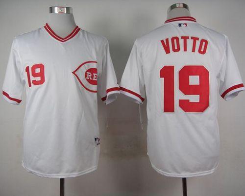 Reds #19 Joey Votto White 1990 Turn Back The Clock Stitched Jersey