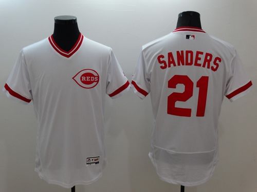 Reds #21 Reggie Sanders White Flexbase Authentic Collection Cooperstown Stitched Jersey