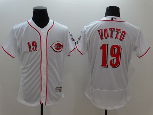 Reds #19 Joey Votto White Flexbase Authentic Collection Stitched Jersey
