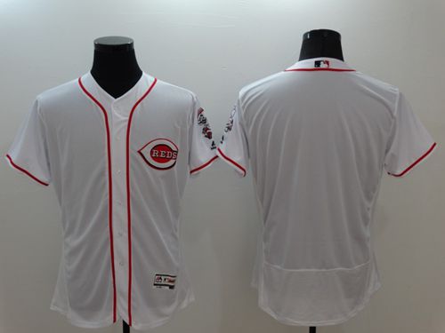 Reds Blank White Flexbase Authentic Collection Stitched Jersey