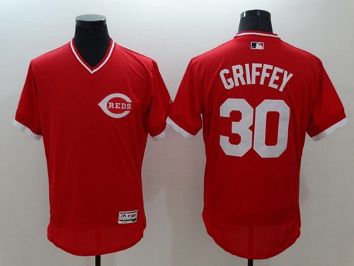 Reds #30 Ken Griffey Red Flexbase Authentic Collection Cooperstown Stitched Jersey