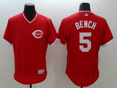Reds #5 Johnny Bench Red Flexbase Authentic Collection Cooperstown Stitched Jersey