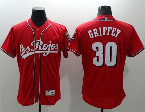 Reds #30 Ken Griffey Red Flexbase Authentic Collection Los Rojos Stitched Jersey