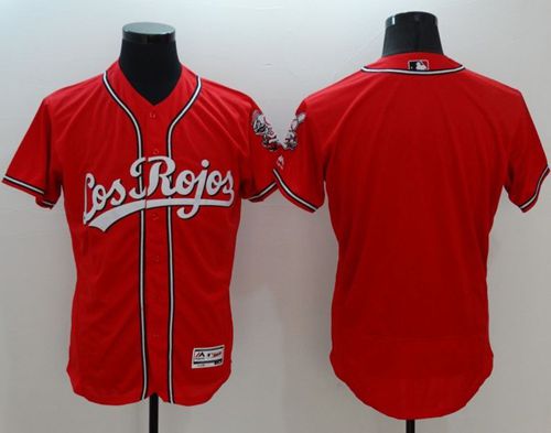 Reds Blank Red Flexbase Authentic Collection Los Rojos Stitched Jersey