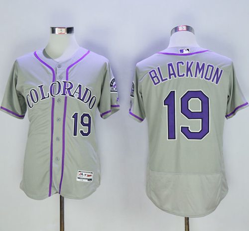 Rockies #19 Charlie Blackmon Grey Flexbase Authentic Collection Stitched Jersey