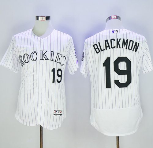 Rockies #19 Charlie Blackmon White Strip Flexbase Authentic Collection Stitched Jersey