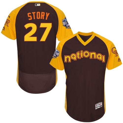 Rockies #27 Trevor Story Brown Flexbase Authentic Collection 2016 All-Star National League Stitched Jersey