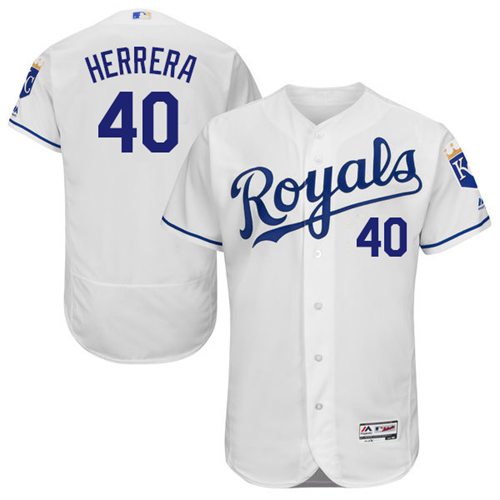 Royals #40 Kelvin Herrera White Flexbase Authentic Collection Stitched Jersey