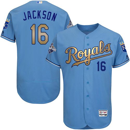 Royals #16 Bo Jackson Light Blue FlexBase Authentic 2015 World Series Champions Gold Program Stitched Jersey