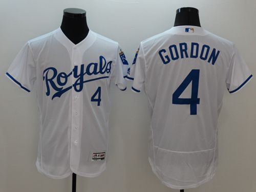 Royals #4 Alex Gordon White Flexbase Authentic Collection Stitched Jersey