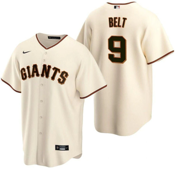 San Francisco Giants #9 Brandon Belt Cream Cool Base Stitched Jersey
