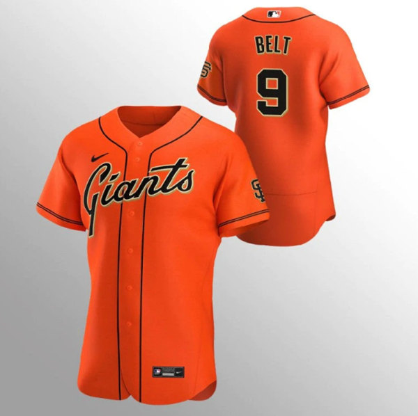 San Francisco Giants #9 Brandon Belt Orange Flex Base Stitched Jersey
