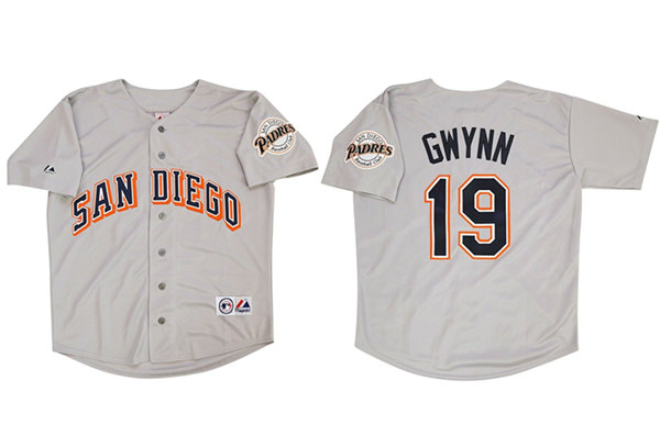 San Diego Padres #19 Tony Gwynn Gray 1998 Cool Base Stitched Jersey