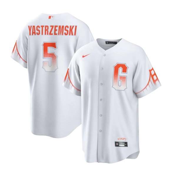 San Francisco Giants #5 Mike Yastrzemski White City Connect Cool Base Stitched Baseball Jersey