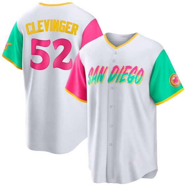 San Diego Padres #52 Mike Clevinger 2022 White City Connect Cool Base Stitched Jersey