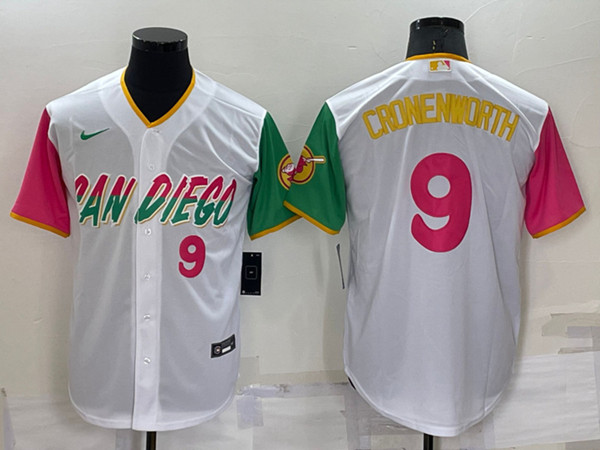 San Diego Padres #9 Jake Cronenworth 2022 White City Connect Cool Base Stitched Jersey