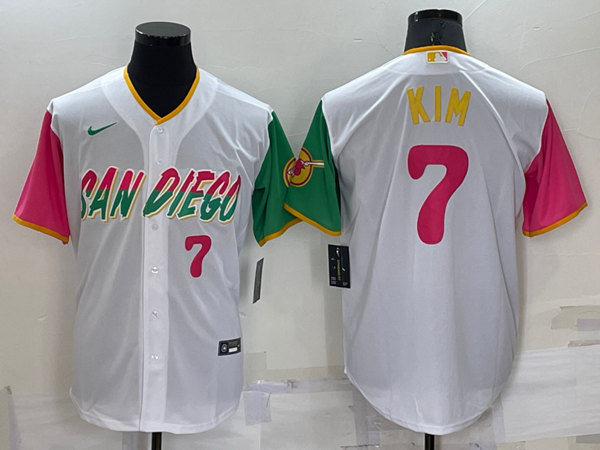 San Diego Padres #7 Ha Seong Kim 2022 White City Connect Cool Base Stitched Jersey