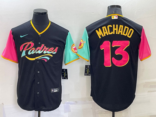 San Diego Padres #13 Manny Machado 2022 Black City Connect Cool Base Stitched Jersey