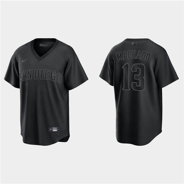 San Diego Padres #13 Manny Machado Black Pitch Black Fashion Replica Stitched Jersey