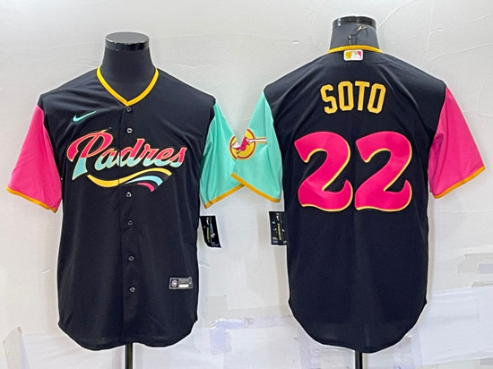 San Diego Padres #22 Juan Soto 2022 Black City Connect Cool Base Stitched Jersey