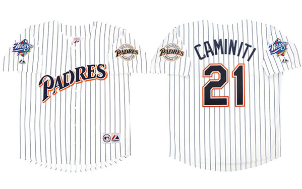 San Diego Padres #21 Ken Caminiti White 1998 World Series Cool Base Stitched Jersey