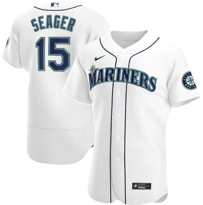Seattle Mariners White #15 Kyle Seager Flex Base Jersey