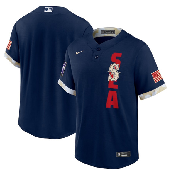 Seattle Mariners Blank 2021 Navy All-Star Cool Base Stitched Jersey