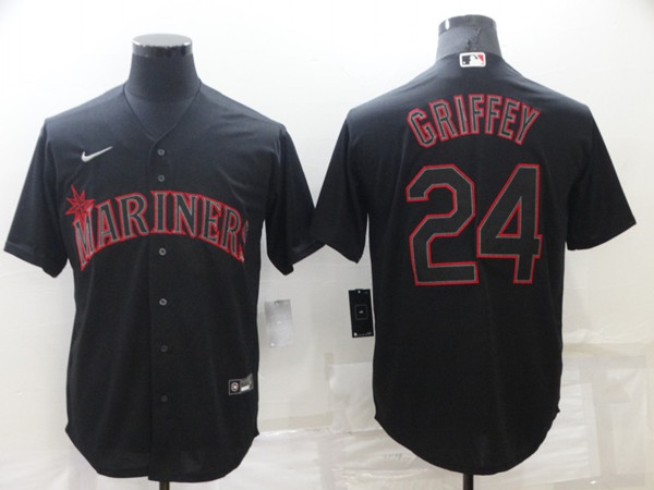Seattle Mariners #24 Ken Griffey Black Shadow Cool Base Stitched Jersey