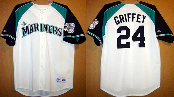 Seattle Mariners #24 Ken Griffey White Stitched Jersey