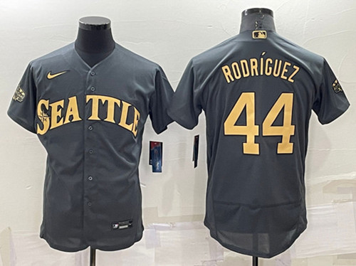 Seattle Mariners #44 Julio Rodríguez 2022 All-Star Charcoal Flex Base Stitched Jersey