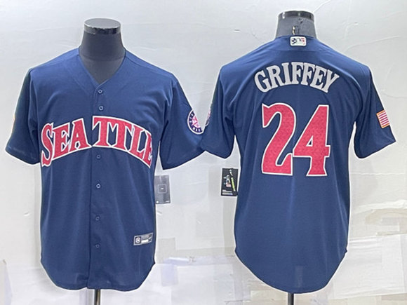 Seattle Mariners #24 Ken Griffey Navy Cool Base Stitched Jersey