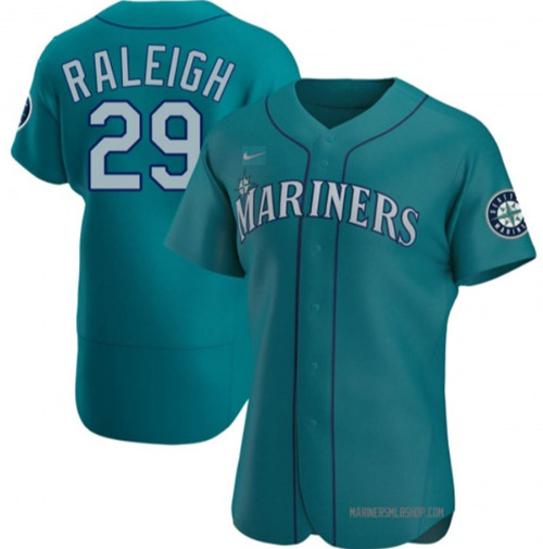 Seattle Mariners #29 Cal Raleigh Aqua Flex Base Stitched Jersey