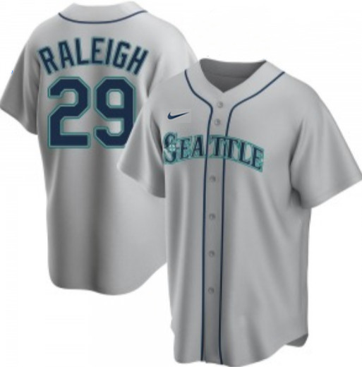Seattle Mariners #29 Cal Raleigh Gray Cool Base Stitched Jersey