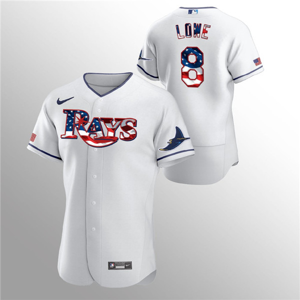 Tampa Bay Rays White #8 Brandon Lowe 2020 Stars Stripes Flex Base Stitched Jersey