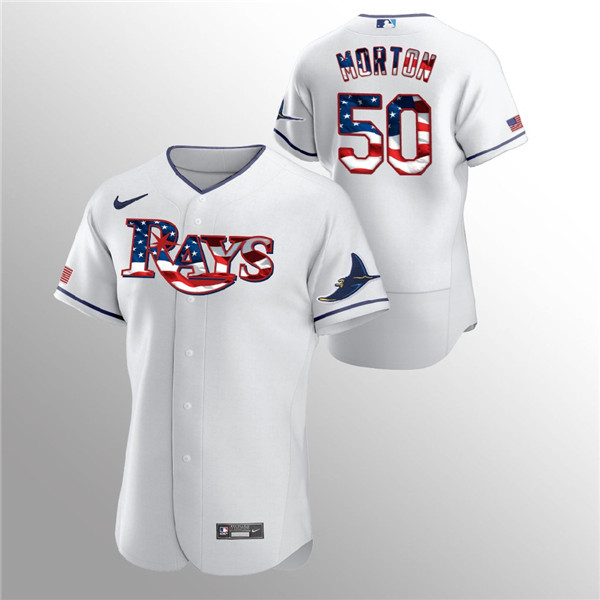 Tampa Bay Rays White #50 Charlie Morton 2020 Stars Stripes Flex Base Stitched Jersey