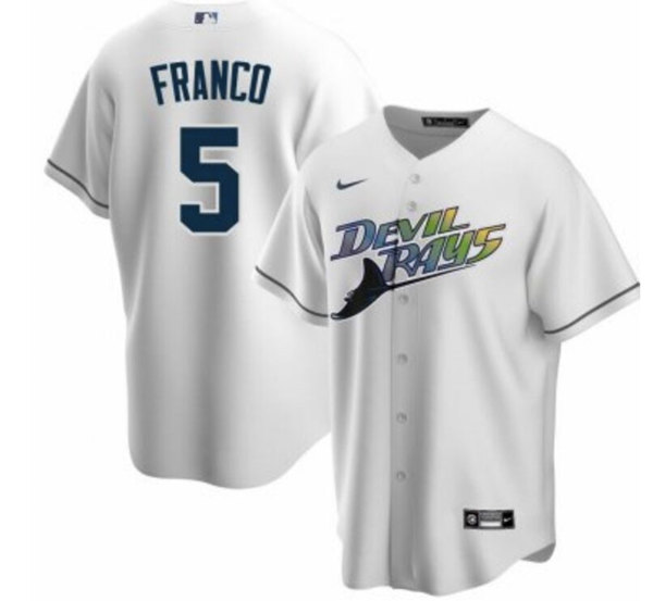 Tampa Bay Rays #5 Wander Franco White Cool Base Stitched Jersey
