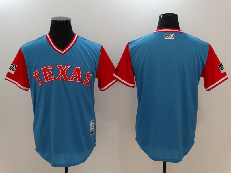 Texas Rangers Majestic Light Blue Red 2018 Players' Weekend Team Jersey