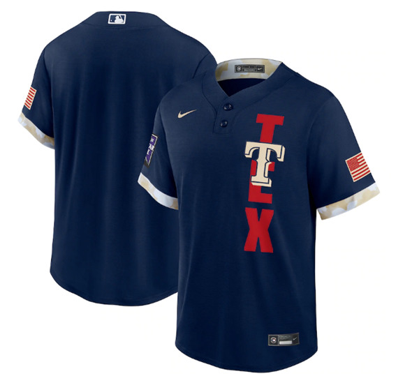 Texas Rangers Blank 2021 Navy All-Star Cool Base Stitched Jersey