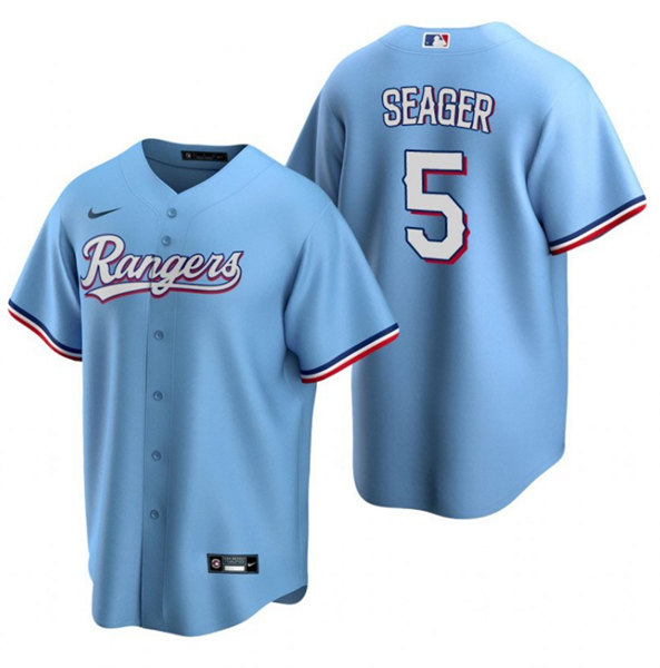 Texas Rangers #5 Corey Seager Light Blue Cool Base Stitched Baseball Jersey