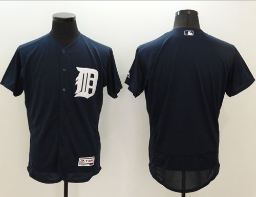 Tigers Blank Navy Blue Flexbase Authentic Collection Stitched Jersey